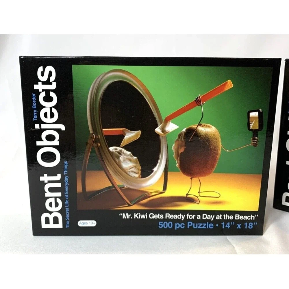 Bent Objects Puzzles x2 Terry Border 500 Piece Mr. Kiwi Lactose Intolerant NEW